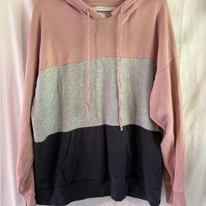 American Eagle Outfitters Pink, Gray, and Black Hoodie Sweater